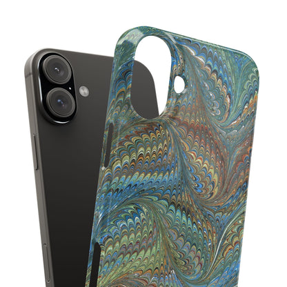 Blue and Green Italian Marbled Swirl Design, Italy Feather Phone Case, Multi-Color, Slim Phone Cases, Case-Mate IPHONE16 and all sizes