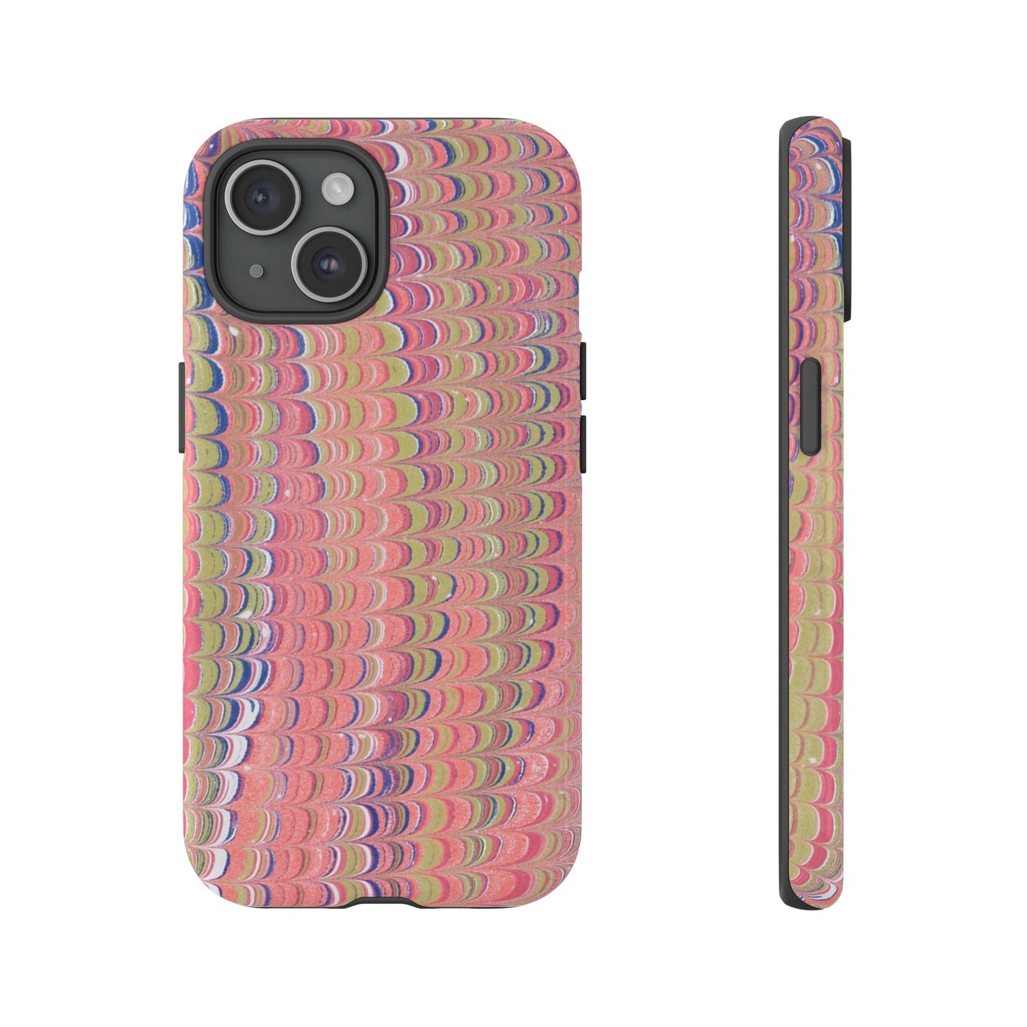 Pink Pastels Feather Marbled Vintage Design iPhone 16 + Samsung + Apple + Google - 2 finishes