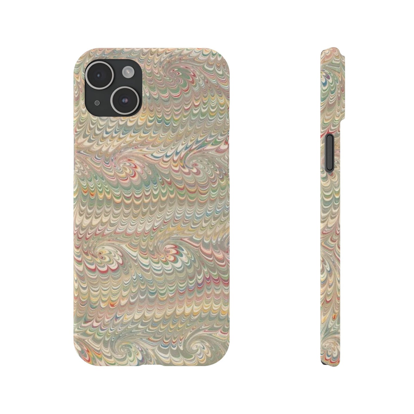 Soft Green and Multi-Colored Marbled Design, Italy Feather Phone Case, Multi-Color, Slim Phone Cases, Case-Mate IPHONE16 and all sizes