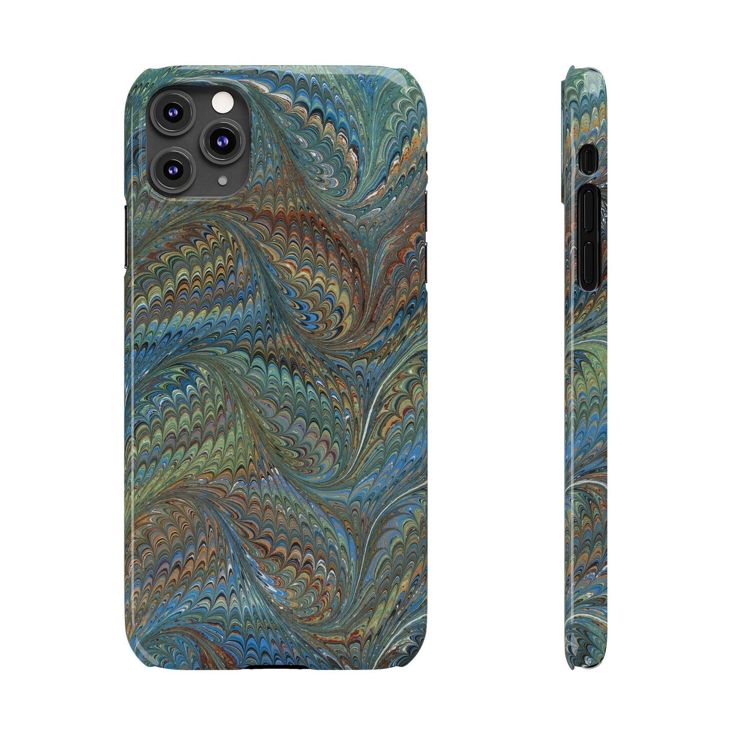 Blue and Green Italian Marbled Swirl Design, Italy Feather Phone Case, Multi-Color, Slim Phone Cases, Case-Mate IPHONE16 and all sizes
