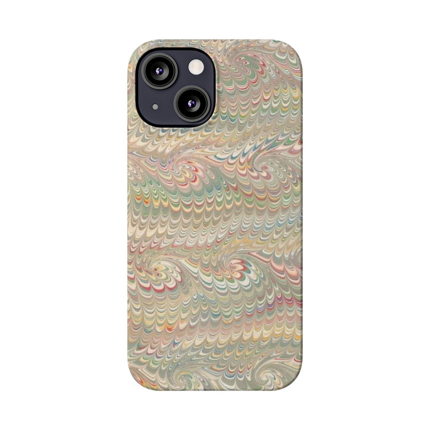 Soft Green and Multi-Colored Marbled Design, Italy Feather Phone Case, Multi-Color, Slim Phone Cases, Case-Mate IPHONE16 and all sizes