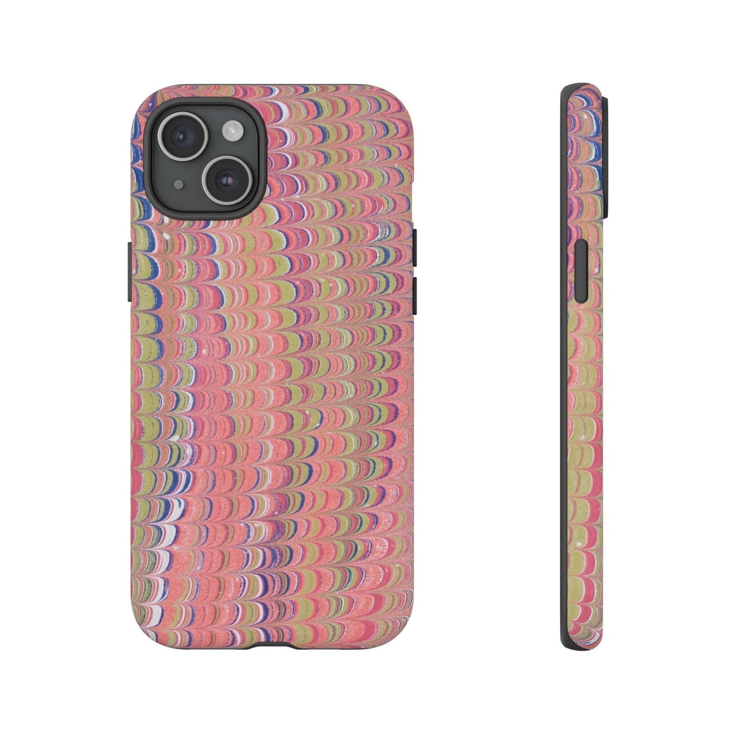 Pink Pastels Feather Marbled Vintage Design iPhone 16 + Samsung + Apple + Google - 2 finishes