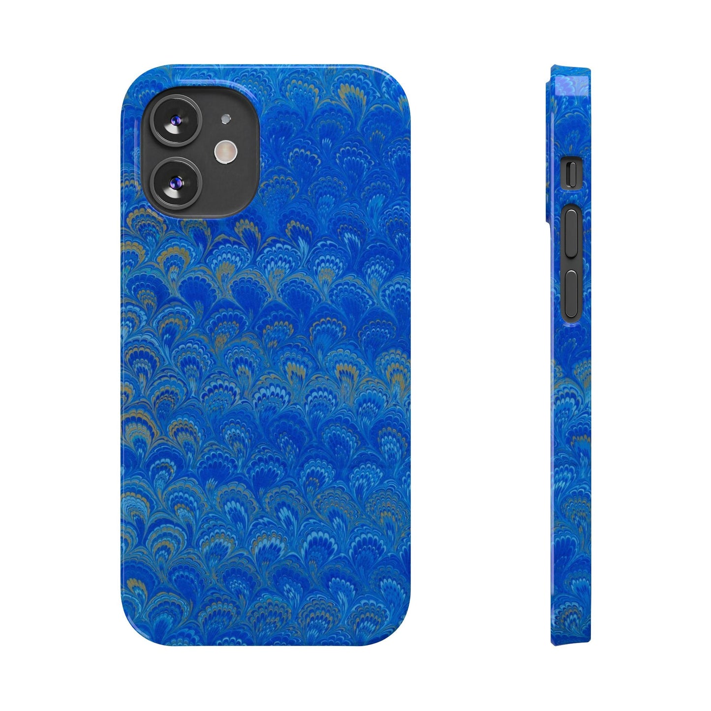 Blue Marbled Design, Italy Feather Phone Case, Multi-Color, Slim Phone Cases, Case-Mate IPHONE16 and all sizes