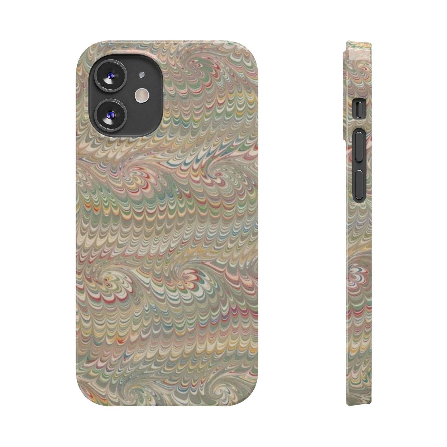 Soft Green and Multi-Colored Marbled Design, Italy Feather Phone Case, Multi-Color, Slim Phone Cases, Case-Mate IPHONE16 and all sizes