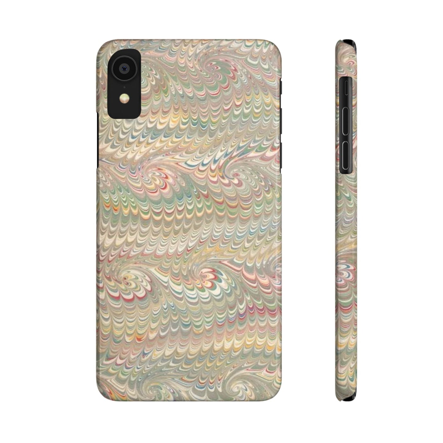 Soft Green and Multi-Colored Marbled Design, Italy Feather Phone Case, Multi-Color, Slim Phone Cases, Case-Mate IPHONE16 and all sizes