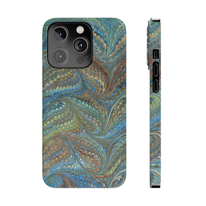 Blue and Green Italian Marbled Swirl Design, Italy Feather Phone Case, Multi-Color, Slim Phone Cases, Case-Mate IPHONE16 and all sizes