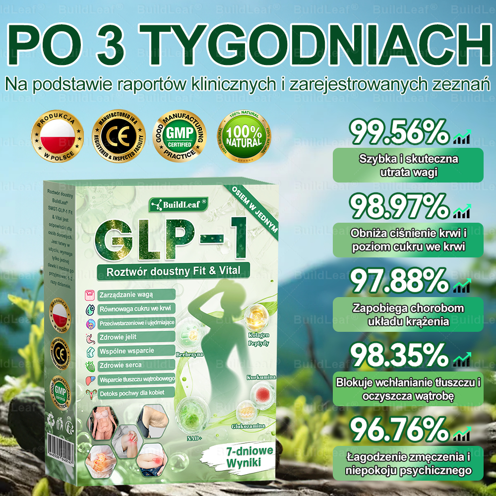 🍃Oficjalny sklep Polska | BuildLeaf® GLP-1 8-w-1 Fit & Vital Rozwiązanie (Jednorazowe dziennie, widoczne zmiany w ciągu 7 dni) ✅ Otyłość, zdrowie sercowo-naczyniowe, cukrzyca, bezdech senny, zdrowie jelit, problemy ze stawami i inne.