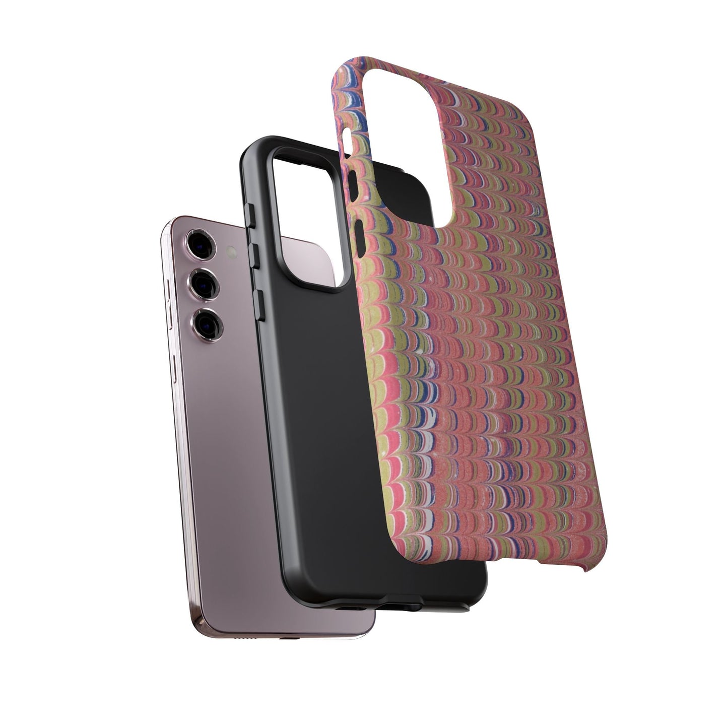 Pink Pastels Feather Marbled Vintage Design iPhone 16 + Samsung + Apple + Google - 2 finishes