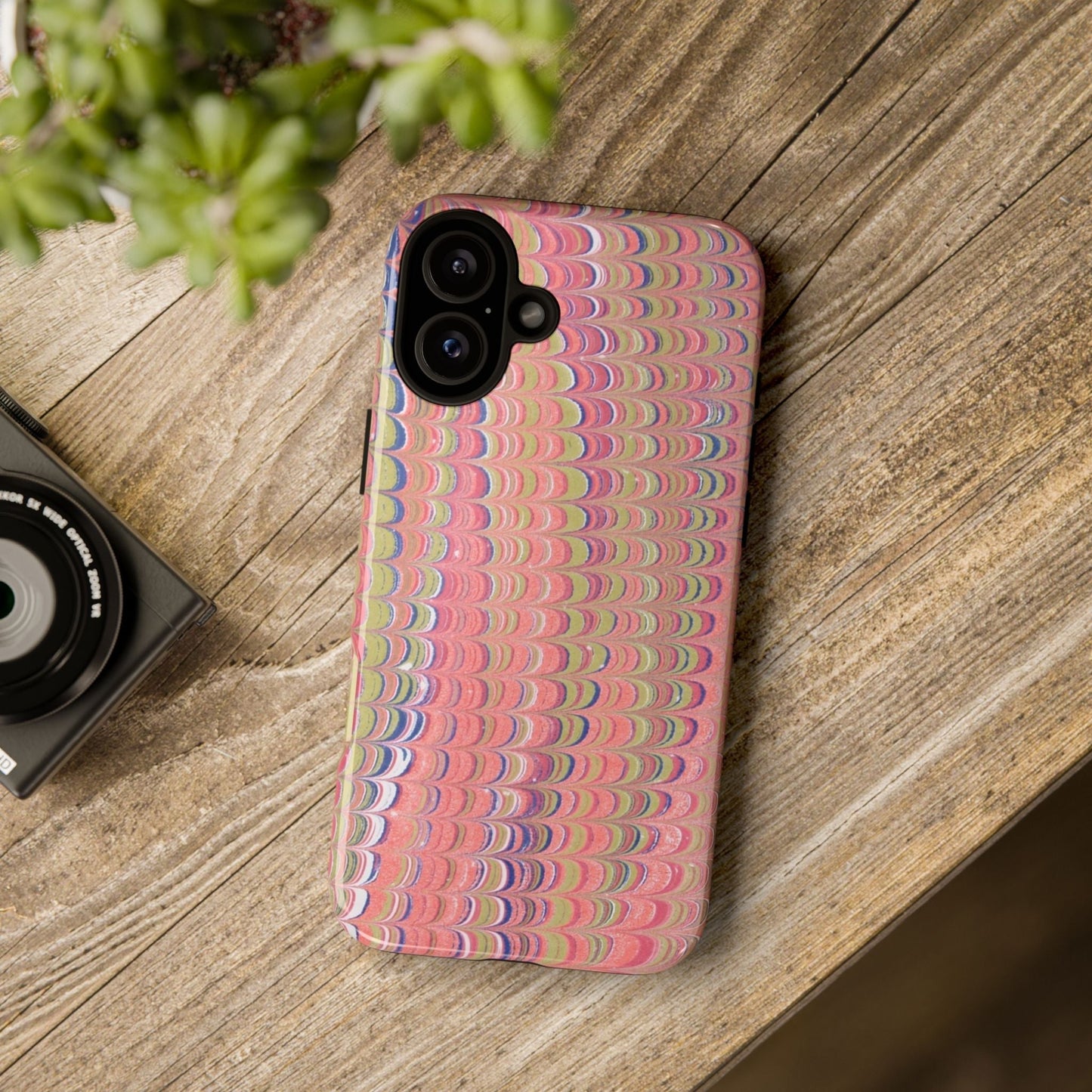 Pink Pastels Feather Marbled Vintage Design iPhone 16 + Samsung + Apple + Google - 2 finishes