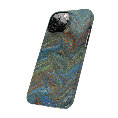 Blue and Green Italian Marbled Swirl Design, Italy Feather Phone Case, Multi-Color, Slim Phone Cases, Case-Mate IPHONE16 and all sizes