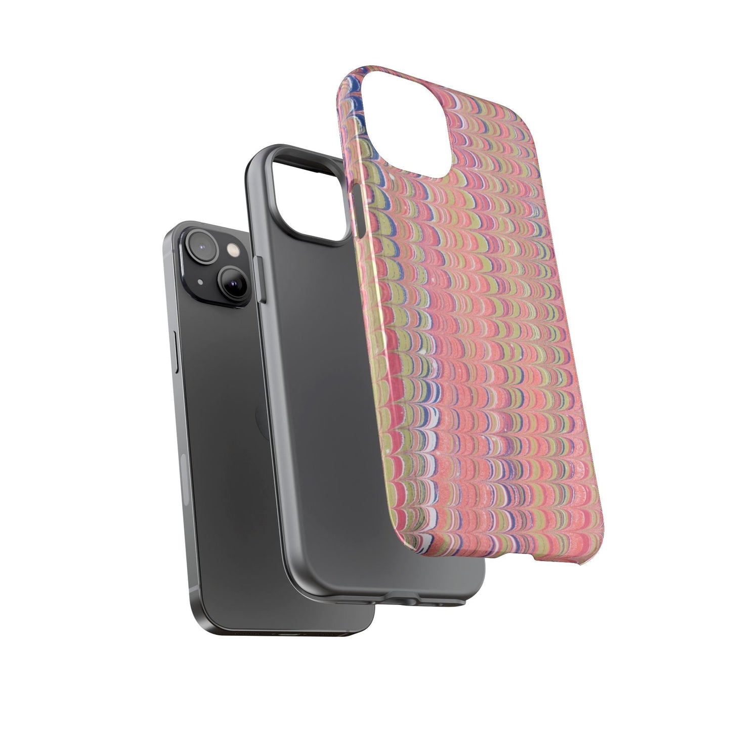 Pink Pastels Feather Marbled Vintage Design iPhone 16 + Samsung + Apple + Google - 2 finishes