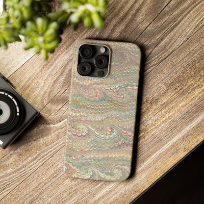 Soft Green and Multi-Colored Marbled Design, Italy Feather Phone Case, Multi-Color, Slim Phone Cases, Case-Mate IPHONE16 and all sizes