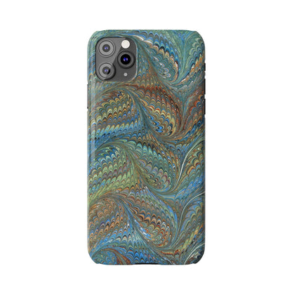 Blue and Green Italian Marbled Swirl Design, Italy Feather Phone Case, Multi-Color, Slim Phone Cases, Case-Mate IPHONE16 and all sizes