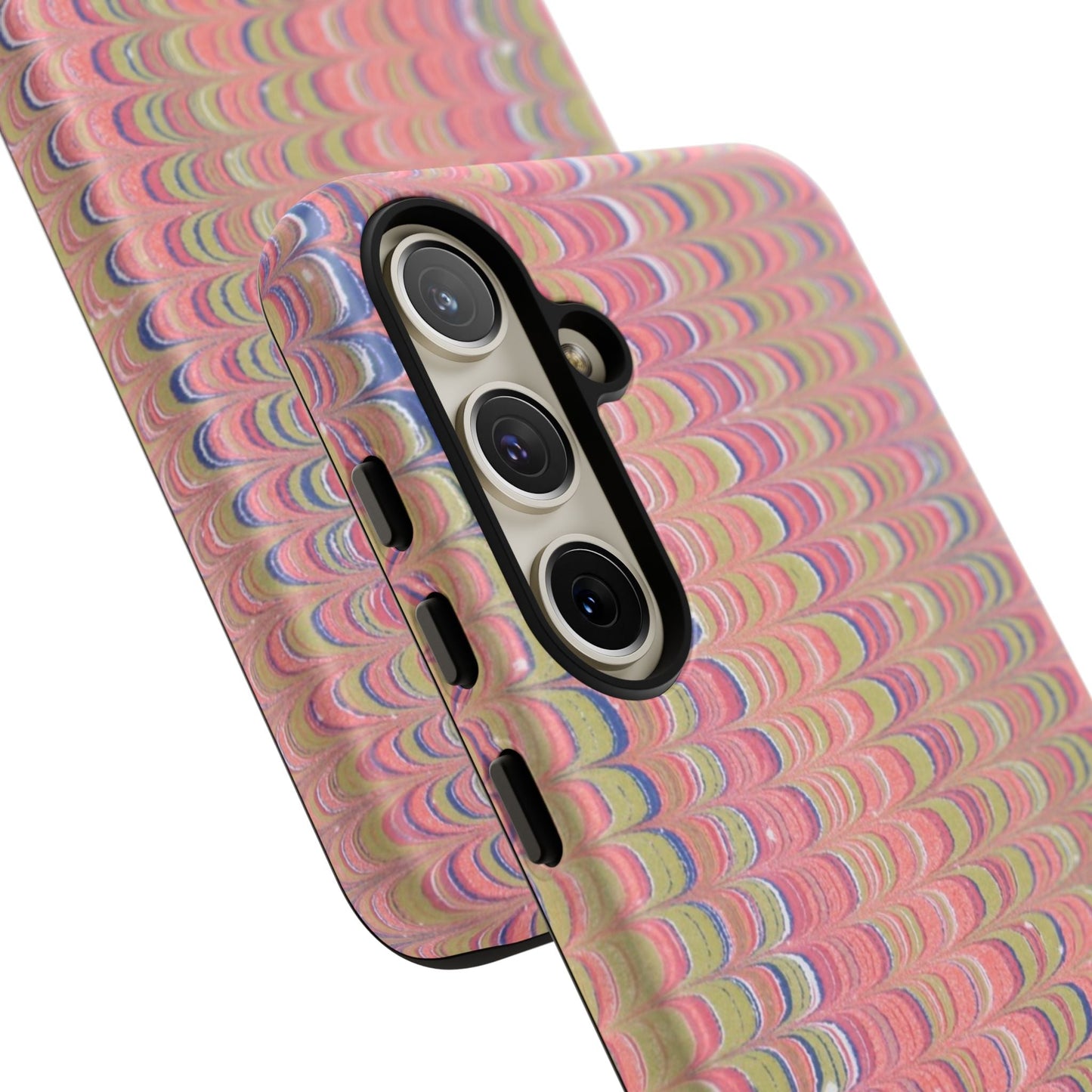 Pink Pastels Feather Marbled Vintage Design iPhone 16 + Samsung + Apple + Google - 2 finishes