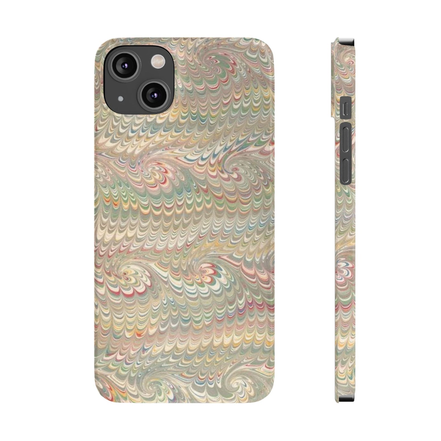 Soft Green and Multi-Colored Marbled Design, Italy Feather Phone Case, Multi-Color, Slim Phone Cases, Case-Mate IPHONE16 and all sizes