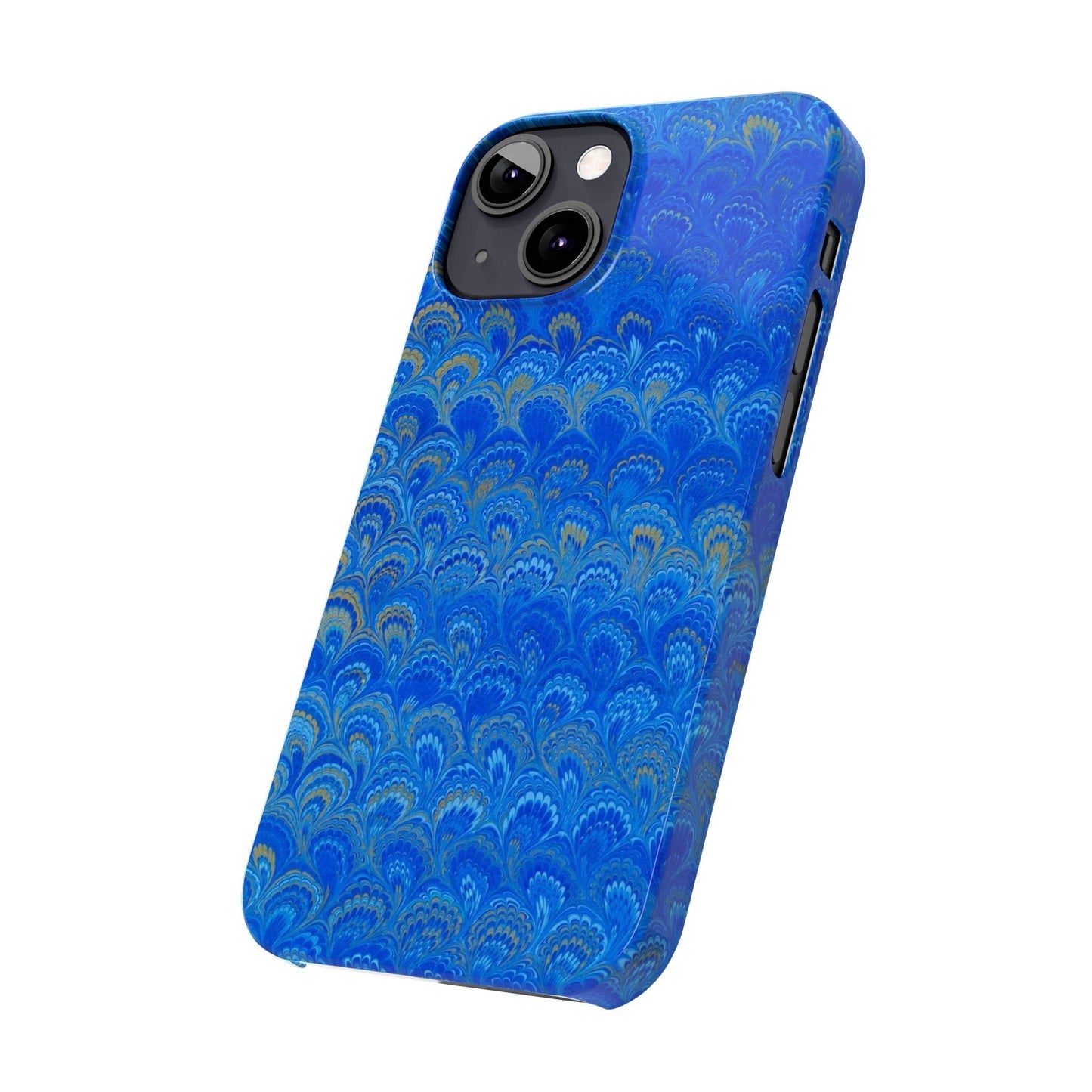 Blue Marbled Design, Italy Feather Phone Case, Multi-Color, Slim Phone Cases, Case-Mate IPHONE16 and all sizes